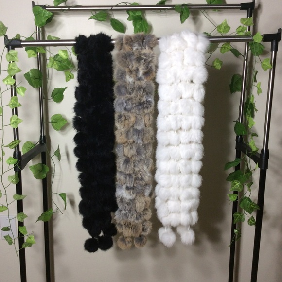 🎀FUR SCARF RABBIT SOFT BALL WRAP LONG FURRY WARM LONG BALLS WINTER MULTI STYLE - Picture 5 of 11